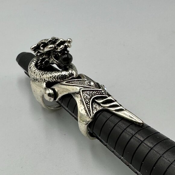 Men’s Dragon Ring Full Articulated Armor Silver Tone Gothic Fantasy Size 6 - Picture 1 of 8